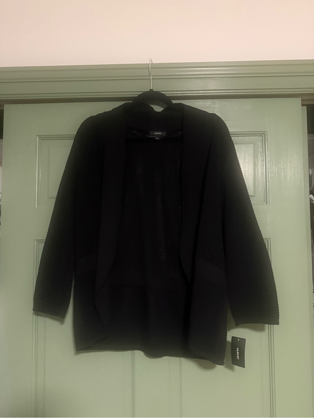 Alfani Black Open-Front Knit Cardigan